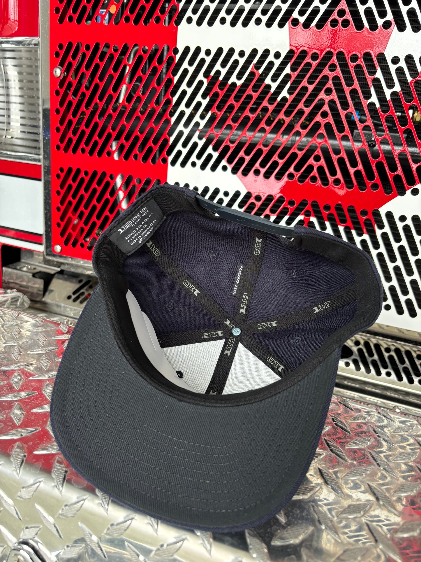 FLEXFIT 110® PREMIUM SNAPBACK CAP (Fullback) w/ Custom Fire Hose Patch (Navy)