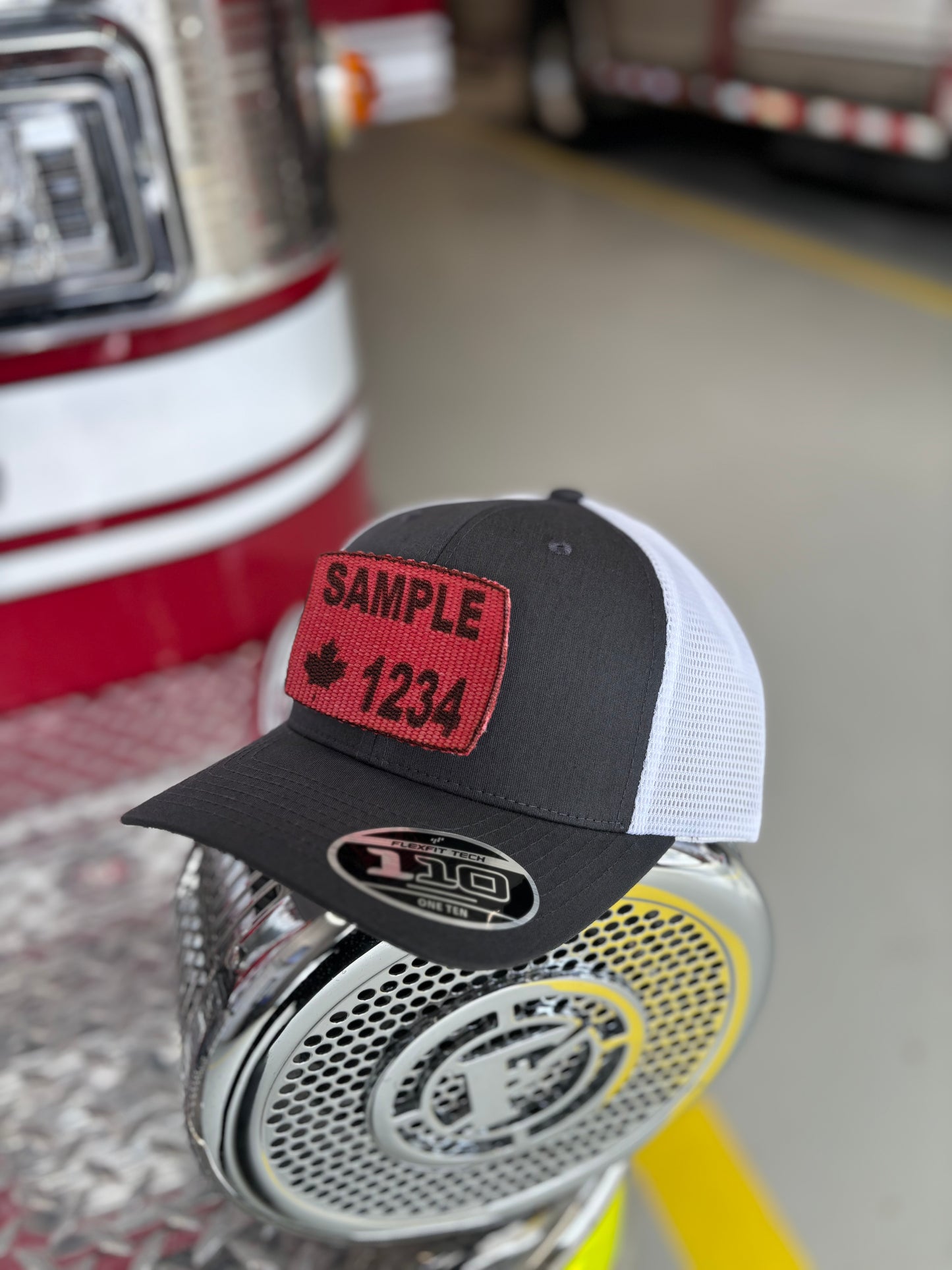 FLEXFIT 110® PREMIUM SNAPBACK CAP (Fullback) w/ Custom Fire Hose Patch (Navy)