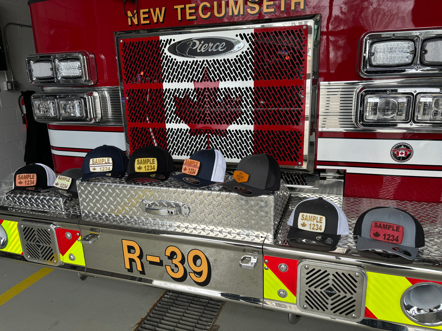 FLEXFIT 110® MESH CAP Trucker Mesh Back w/ Custom Fire Hose Patch (Charcoal/White)